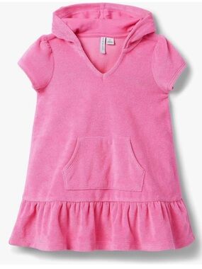 Janie & Jack Baby Girl Swim Swimsuit Terry Pink Hooded Cover Up Dress 3T Toddler